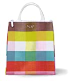 Kate Spade New York Portable Soft Cooler Lunch Bag with Silver Insulated Interior Lining and Storage Pocket, Rainbow Plaid