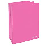 1 Inch 3 Ring Binder 1 Binder Pink Clear View Cover with 2 Inside Pockets, Colored School Supplies Office and Home Binders, 2 Pack  by Enday