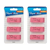 Paper Mate Pink Pearl Erasers, Medium, 3 Count 2-Pack