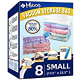 8 Small Vacuum Storage Bags for Clothes, Travel Space Saver Bags with Hand-Pump (8-Small)