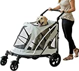 Pet Gear NO-Zip Pet Stroller with Dual Entry, Push Button Zipperless Entry for Single or Multiple Dogs/Cats, Pet Can Easily Walk in/Out, No Need to Lift Pet, Gel-Filled Tires, 1 Model, 2 Colors