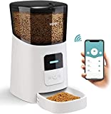 WOPET 6L Automatic Cat Feeder,Wi-Fi Enabled Smart Pet Feeder for Cats and Dogs,Auto Dog Food Dispenser with Portion Control, Distribution Alarms and Voice Recorder Up to 15 Meals per Day (White)