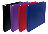 Better Office Products, 3 Ring Poly Binder with Pocket, 1 Inch, Letter Size, 4 Pack-Red, Blue, Purple, and Black