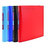 1-inch Basic 3-Ring-Binder 1'' Plastics Flexible -Binders Holds 200 US Letter Size Sheets for School/Office Use, 4 Color Assorted, Pack of 4, F001