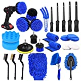 26Pcs Car Detailing Brush Set, Car Detailing Kit, Auto Detailing Drill Brush Set, Car Detailing Brushes, Car Buffing Sponge Pads Kit, Car Cleaning Tools Kit for Interior, Exterior, Wheels, Dashboard