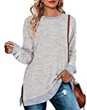 Fall Sweaters for Women Trendy Long Sleeve Tunic Tops for Leggings Grey X-Large