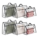 Univivi 6 Pack Dust Bags For Handbags Clear Handbag Purse Storage Organizer ,Transparent Dust Cover Bags Organizer for Handbags, Tote,Purse Storage With Magnet Button & Leather Handle (3 Size)