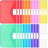 EOOUT 24pcs Binder Folders, Binder Pocket for 3 Ring, Binder Organizer File Folder, Letter Size, Snap Button Pouch with Label for School, Home and Office, 8 Colors