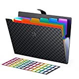 ABC life Cute Folders Expanding File Folder Organizer with Upgrad Grid Pattern,7 Pockets Accordion Document Organizer Letter A4, Cute Binder/Paperwork Organizer for School Travel,48Pcs Colored Labels