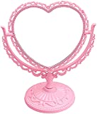 7-Inch 1X /3X Tabletop Vanity Mirror | Double Sided Magnifying Makeup Mirror with 360 Degree Rotation | Bathroom Bedroom Vanity Mirror (Pink, Heart-Shaped)