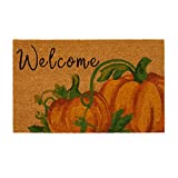 Elrene Home Fashions Farmhouse Living Coir Outdoor Doormat, Natural Entry Mat, Front Door Decor, 18"x30", Welcome Pumpkin