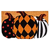 Evergreen Flag Beautiful Autumn Patterned Pumpkins Shaped Coir Doormat - 30 x 1 x 18 Inches Fade and Weather Resistant Outdoor Floor Mat for Homes, Yards and Gardens