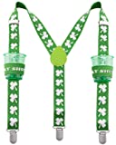 St Patricks Shot Glass Suspenders - Lucky Shot Glasses Suspenders with Clips - Many Colors to Choose From
