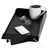 Modern Innovations Bedside Shelf for Bed, College Dorm Room, Bunk Bed Shelf for Top Bunk, Clip On Nightstand Tray with Cord and Cup Holder, Bunkbed Caddy for Table Storage (Black)