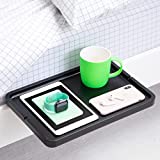 BedShelfie Wood Bedside Shelf for Bed & Bunk Bed Shelf College Dorm Room Essentials Tray Table Caddy Top Bunk Organizer As Seen On Business Insider Clip-On Nightstand (Minimalist Black Bamboo)