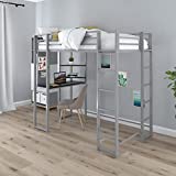 DHP Abode Twin Size Metal Loft Bed, Silver