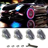 OUDEW Car Tire Wheel Lights,Hub Lamp Cap Light with Motion Sensors Colorful LED Tire Light Gas Nozzle-Car Solar Tire Wheel Lights for Vehicles Auto Motorcycles Bicycles (4PCS)