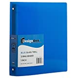 JAM PAPER Plastic 1 inch Binder - Blue 3 Ring Binder - Sold Individually