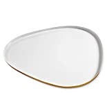 Allegorie Decorative Tray | Stylish Vanity Organizer or Catchall Valet Display | Gold Metal Serving Tray for Coffee Table, Ottoman, Bar, Liquor or Cocktails 16 x 12.5 inches (White)