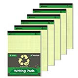 KAISA Quad Legal Pad Writing Pads, 8.5"x11.75" Graph Ruled Legal Pad, Recycled Paper Pads, Canary 6pad, KSU-7532