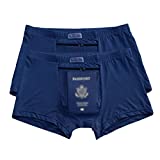ChiiGe Pocket Underwear for Men pouch with Secret Hidden Front Stash Pocket, Travel Boxer Brief (2 Packs, Blue) (Small)