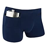 Pocket Underwear for Men with Secret Hidden Pocket, Travel Stash Boxer Brief, Medium Size 2 Packs (Dark Blue)