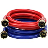 2 PACK Rubber Washing Machine Hoses (6 FT) Burst Proof Red and Blue Coded Washer Machine Hot and Cold Water Connection Inlet Supply Lines by Fetechmate (6FT)