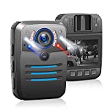 1296P HD Body Worn Camera, Police Body Mounted Video Cameras with Audio Wearable Camera Law Enforcement Recorder Video Camera 2'' Display, Night Vision, Waterproof, Shockproof Body Cam 64G Memory