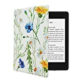 MOSISO Case Compatible with Kindle All-New 10th Generation 2019, PU Leather Daisy Smart E-Reader Shell Protective Tablet Cover with Auto-Wake/Sleep Function and Magnetic Closure, White