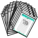 Magnetic Dry Erase Pockets by Two Point (30-Pack) - 10 x 14 in - Black Clear Plastic Sleeves for Paper, Shop Ticket Holders, Job Ticket Holders, Clear Paper Sleeves, Dry Erase Sleeves