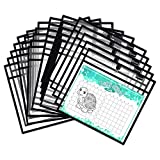 Magnetic Dry Erase Pockets by Two Point (30-Pack) - Landscape - Black Clear Plastic Sleeves for Paper, Shop Ticket Holders, Job Ticket Holders, Clear Paper Sleeves, Dry Erase Sleeves