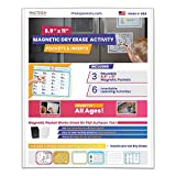 Magtech Dry Erase Pocket Sleeves, Wipe-Clean Magnetic Dry Erase Activity Pockets, 3 Magnetic Sleeves Plus 6 Learning Activites, 8.5 x 11 inches (08113)