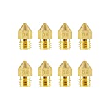 Aokin 8 Pcs 0.6mm MK8 Extruder Nozzles 3D Printer Nozzles for Creality Ender 3/3 Pro/3 V2, Ender 5/5 Pro, CR-10/10S, Makerbot, Anet A8 3D Printer