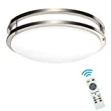 DLLT 30W Modern Dimmable LED Flush Mount Ceiling Light Fixture with Remote-13.31 Inch Round Close to Ceiling Lights for Living Room/Kitchen/Bedroom/Dining Room, 3000K-6000K 3 Light Color Changeable