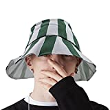 Unisex Green and White Bucket Hat Vertical Stripes Bucket Hat Packable Fashion Fisherman Cap Sun Hat Cosplay Anime