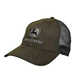 John Deere Tractors Men's Silver and Black Embroidered Logo Cap, Olive Green and Grey