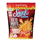 Flaming Hot High Protein Keto Puffs, Crunchy Flamin Healthy Snacks Food for Adults & Kids, Spicy Low Carb Ketogenic Diet Friendly Snack, Fuego Cheddar Cheese Puff Balls  Gluten & Grain Free  7 SV