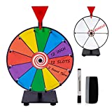 Hooomyai 12 Inch Heavy Duty Spinning Wheel with 12 Slots Color Tabletop Prize Wheel Spinner with Stand, 2 Faces, Dry Erase Markers and Eraser for Carnival Trade Show