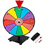 Klvied 12 Inch Heavy Duty Prize Wheel, 12 Slot Tabletop Color Spinning Wheel with 2 Model Clicker, Carnival Spin Wheel with Dry Erase Markers and Eraser for Trade Show, Fortune Spin Game