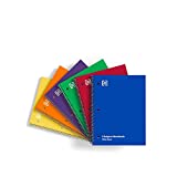 Staples Spiral Notebook 1-subject, 70-count, Wide Ruled, Assorted Colors, 6 Pack