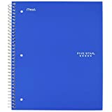 Five Star Spiral Notebook, 1-Subject, Wide Ruled Paper, 10-1/2" x 8", 100 Sheets, Assorted Colors, Color Will Vary, 1 Count (05200)
