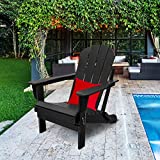 WUTUTUEE Adirondack Chair Weather Resistant Folding Adirondack Outdoor Patio Chair Adirondack Fire Pit Plastic Chair for Outside, Deck, Garden, Campfire, Composite (Black)