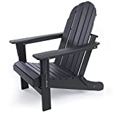 Gettati Folding Adirondack Chair, Patio Outdoor Chairs, HDPE Plastic Resin Deck Chair, Painted Weather Resistant, for Deck, Garden, Backyard & Lawn Furniture, Fire Pit, Porch Seating (Black)