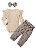 KANGKANG Toddler Baby Girls Clothes Cute Baby Clothes Girls Romper + Pant Fall Winter Outfit 12-18 Months Light Brown