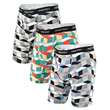 INNERSY Men's Mesh Cooling Underwear Breathable Long Leg Boxer Briefs with Support Pouch 3 Pack (Geometrical Patterns, X-Large)