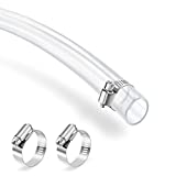 1" ID 1.25" OD Clear Vinyl Tubing-10 Ft, 45PSI, Flexible Plastic Tubing, BPA Free and Non-Toxic, Multipurpose Clear Tubing Reinforced with 2 Stainless Screw Clamps