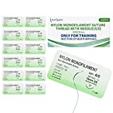 LAPLAY Suture Thread with Needle (12PK Nylon 4/0) - Practice Suturing, Camping Survival Demo, Military Tactical Drill, Hospital Clinic Rotation, First Aid Travel Safety, Veterinary Use