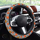 Leopard and Orange Pumpkins Steering Wheel Cover,Universal Fit 15 Inch Cute and Fashionable Car Wheel Protector for Women Girls