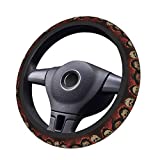 Vacu Halloween Horror Movie Characters Steering Wheel Cover with 3D Pattern, Breathable Anti-Slip Car Wheel Protector Universal Fit 15 Inch Car Accessories for SUV Auto Cars Truck, Black, One Size