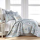 Levtex Home - Olyria Quilt Set - Full/Queen Quilt + Two Standard Pillow Shams - Damask Medallion - Grey, Taupe, White, Spa - Quilt Size (88x92in.) and Pillow Sham Size (26x20in.) - Reversible - Cotton